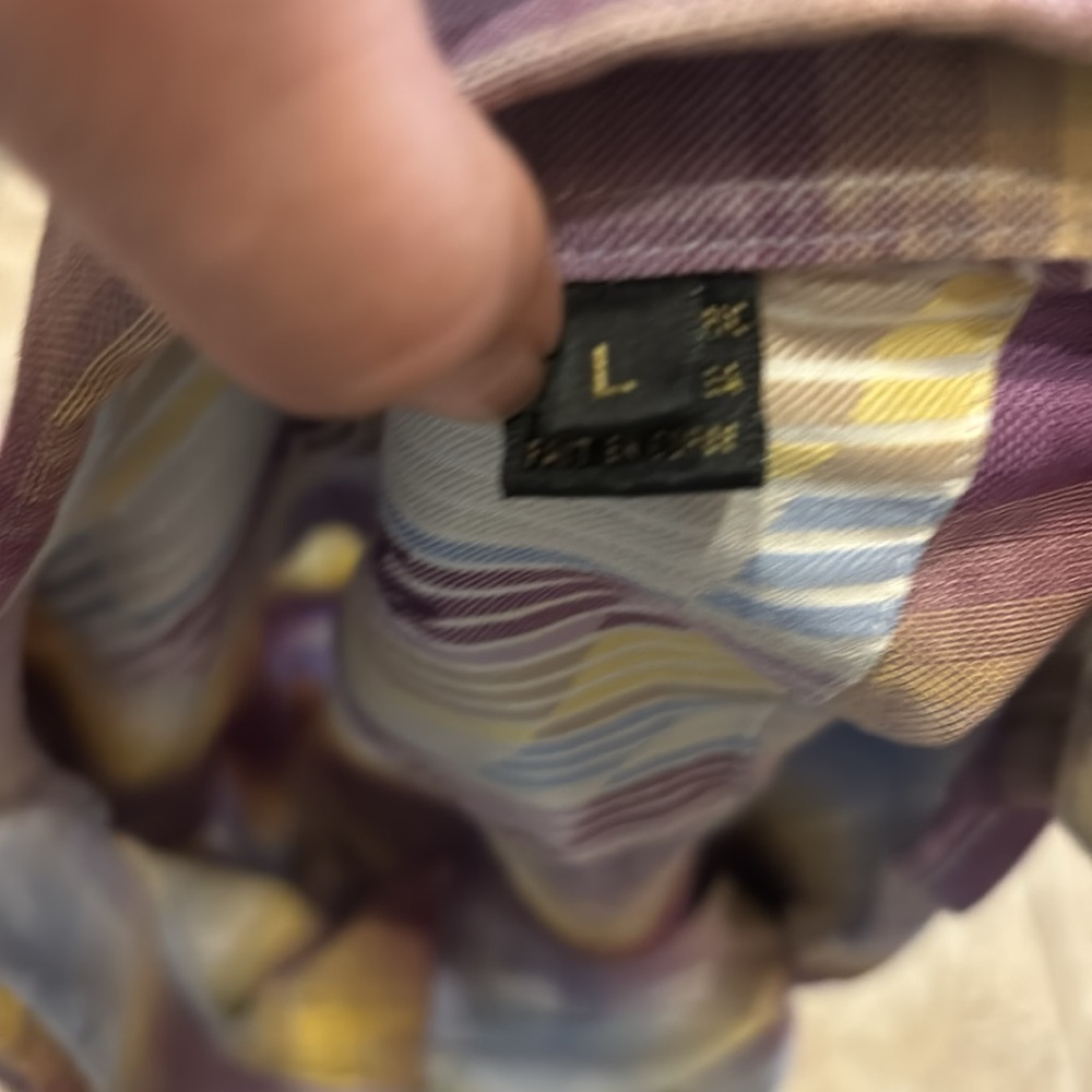 Plaid Men's Shirt in Purple and Yellow - Picture 3 of 3